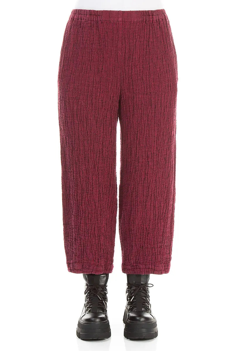 Bubble Ruby Textured Linen Trousers