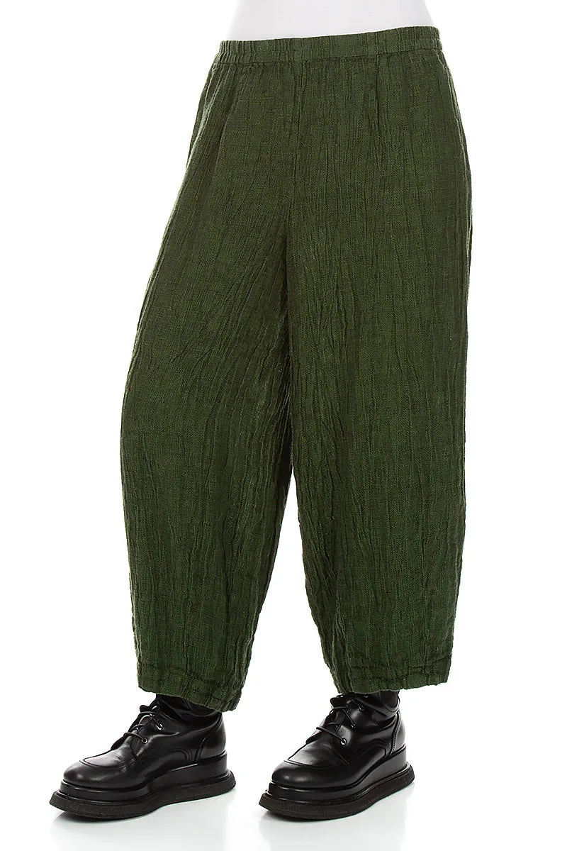 Bubble Shamrock Green Mélange Linen Trousers