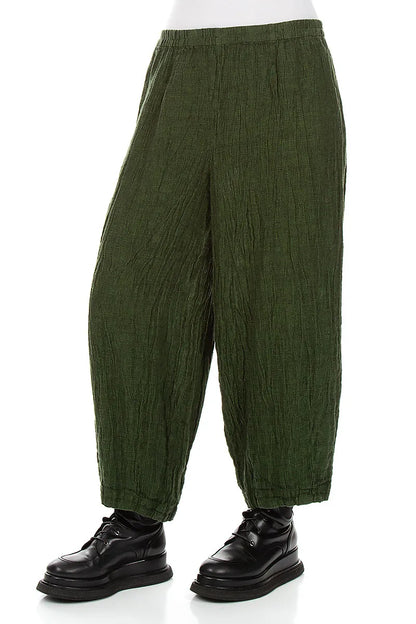 Bubble Shamrock Green Mélange Linen Trousers