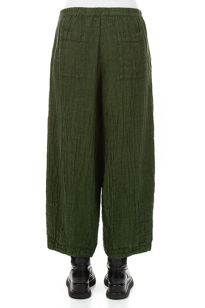 Bubble Shamrock Green Mélange Linen Trousers 2