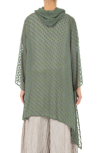 Bubbly Pattern Asymmetric Sage Silk Tunic 2