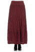 Burgundy Crinkled Silk Linen Maxi Skirt 1