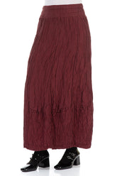 Burgundy Crinkled Silk Linen Maxi Skirt 3