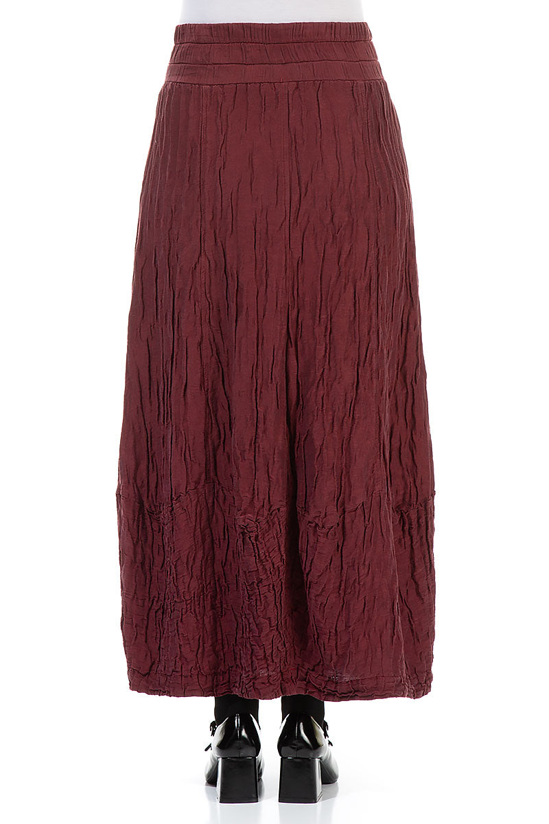 Burgundy Crinkled Silk Linen Maxi Skirt 2