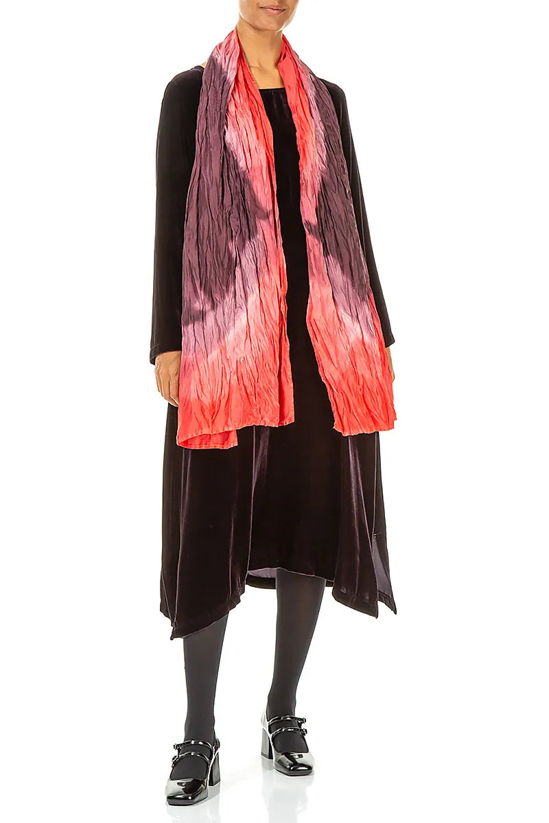 Burgundy Flame Ombré Pure Silk Scarf 2