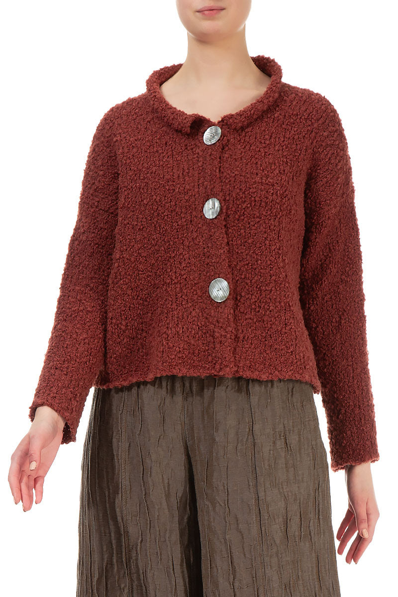 Burnt Brick Alpaca Wool Cardigan 3