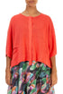 Button Band Boxy Coral Linen Cardigan 1
