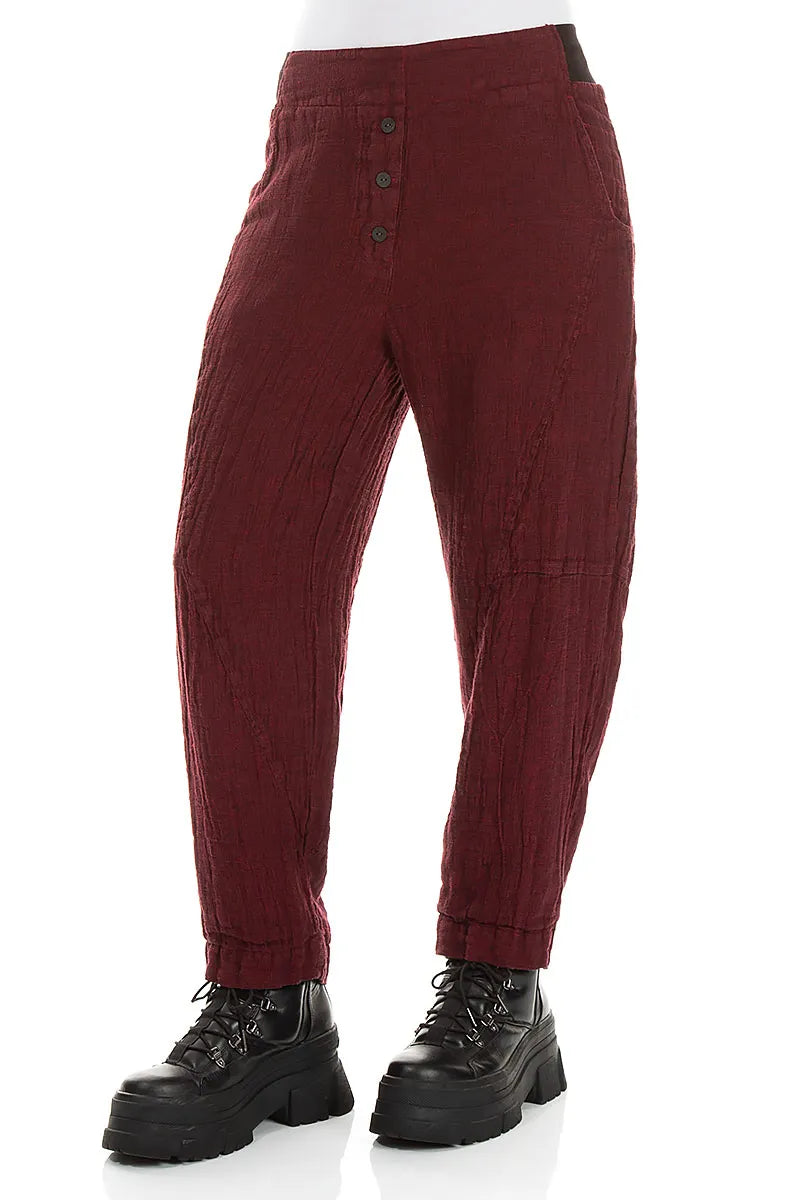 Button Front Ruby Mélange Linen Trousers