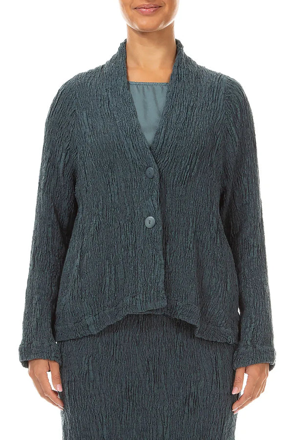 Button Slate Textured Silk Linen Jacket
