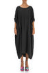Buttoned Black Linen Dress 1