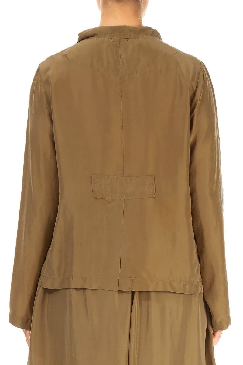 Buttoned Aged Copper Pure Silk Jacket