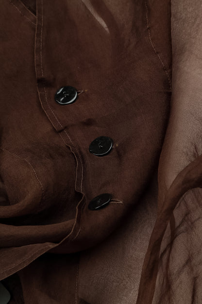 Buttoned Short Aged Copper Silk Chiffon Jacket 5