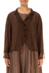 Buttoned Short Aged Copper Silk Chiffon Jacket 1