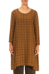 Buttoned Back Bubble Aged Copper Silk Tunic 1