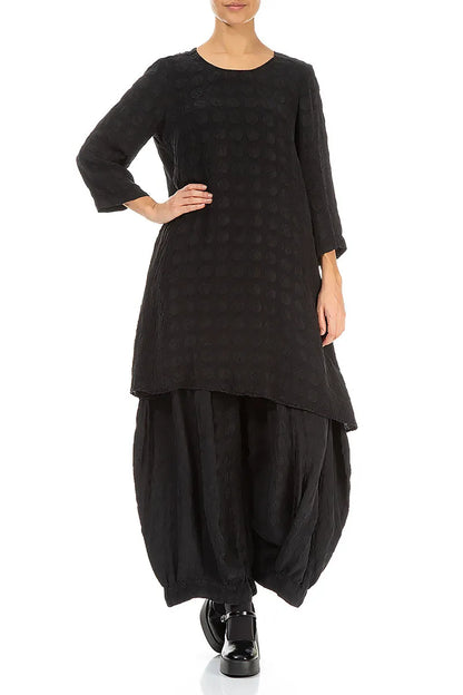 Buttoned Back Bubble Black Silk Tunic 4