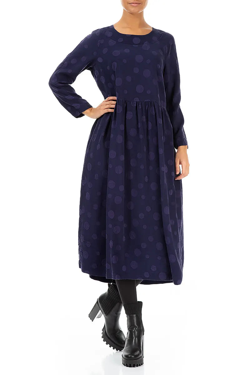 Kleid aus Seide und Baumwolle mit geknöpfter Rückseite in Königsviolett