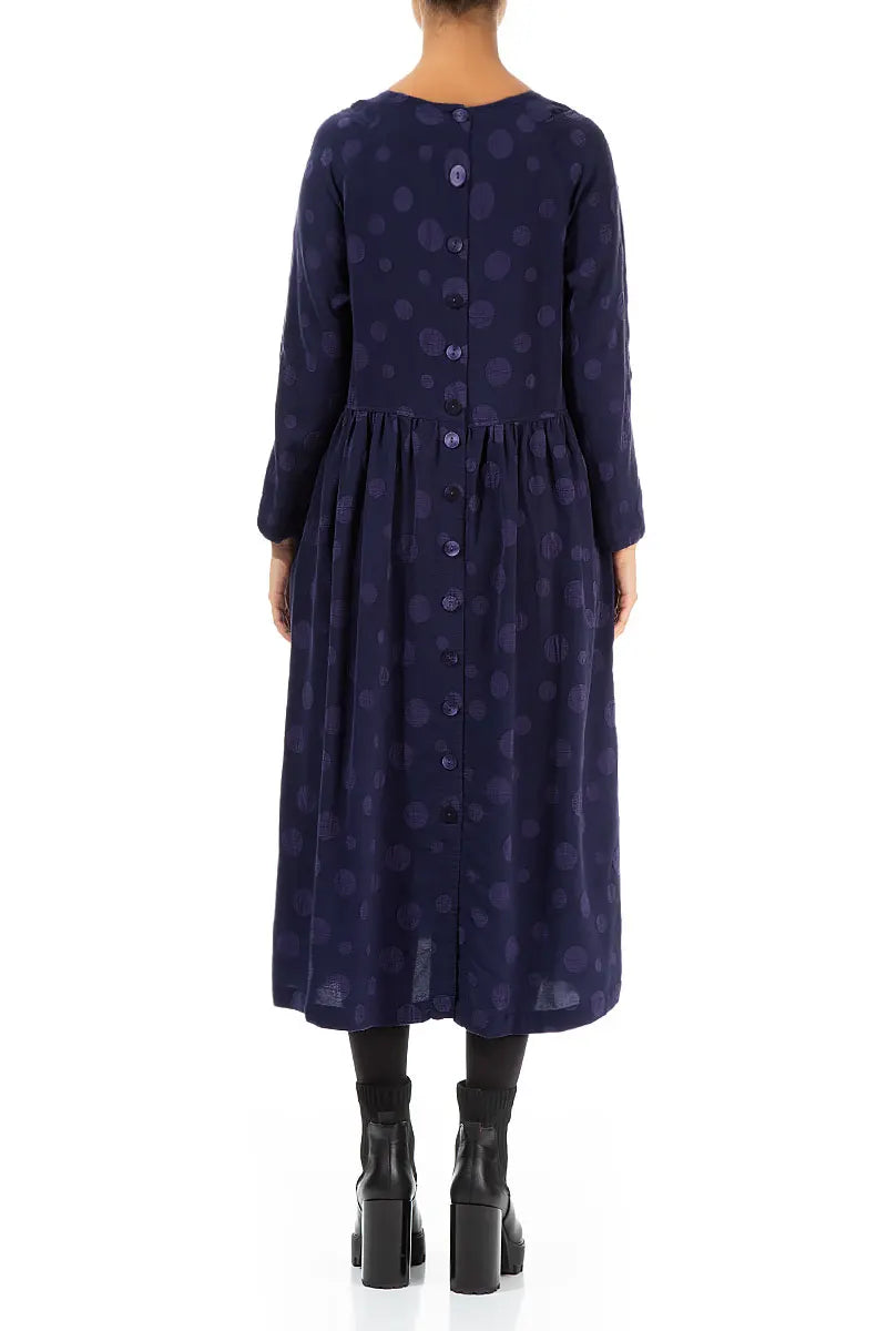 Kleid aus Seide und Baumwolle mit geknöpfter Rückseite in Königsviolett