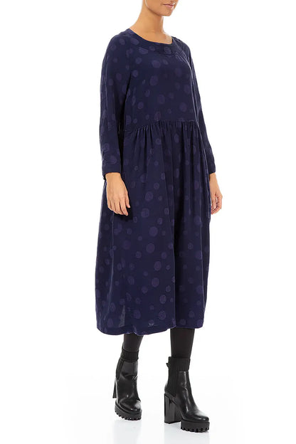 Kleid aus Seide und Baumwolle mit geknöpfter Rückseite in Königsviolett