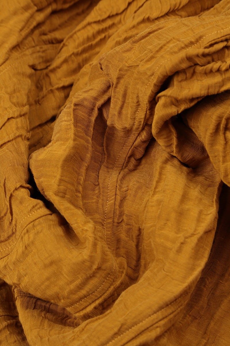 Buttoned Back Crinkled Honey Silk Linen Dress