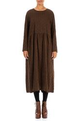 Buttoned Back Dotty Black Olive Silk Dress 1