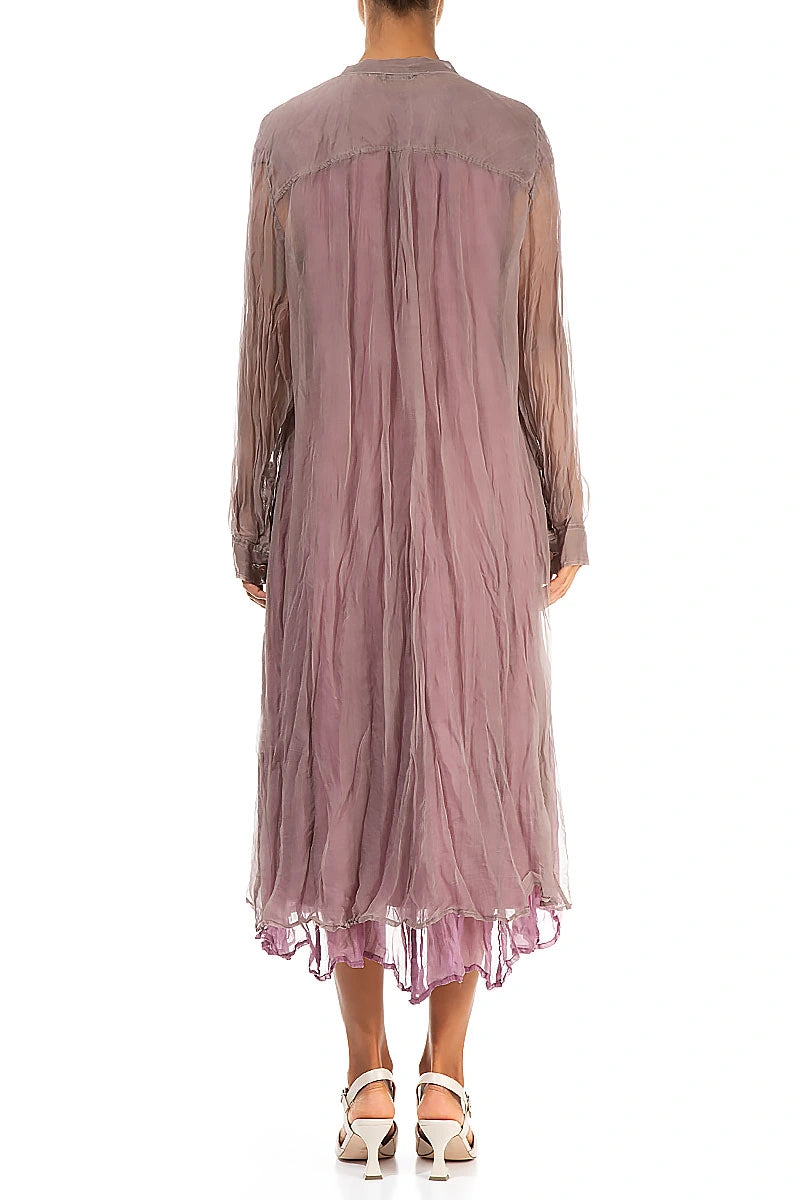 Veste boutonnée en mousseline de soie beige