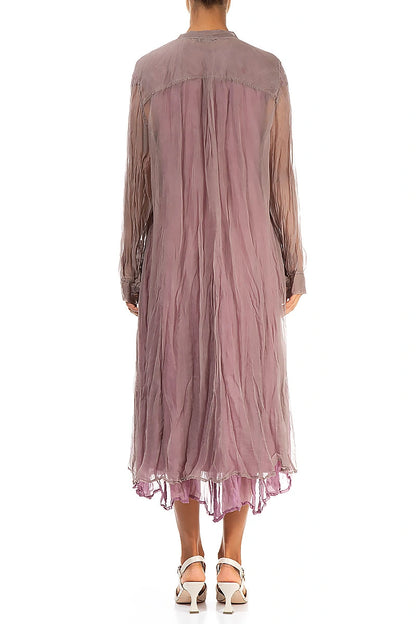 Veste boutonnée en mousseline de soie beige