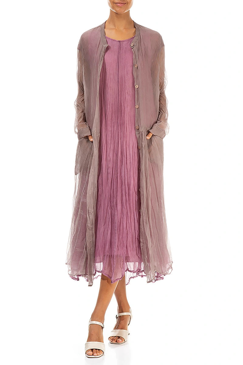 Veste boutonnée en mousseline de soie beige