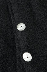 Asymmetric Buttoned Black Alpaca Wool Cardigan 5