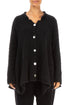 Asymmetric Buttoned Black Alpaca Wool Cardigan 1