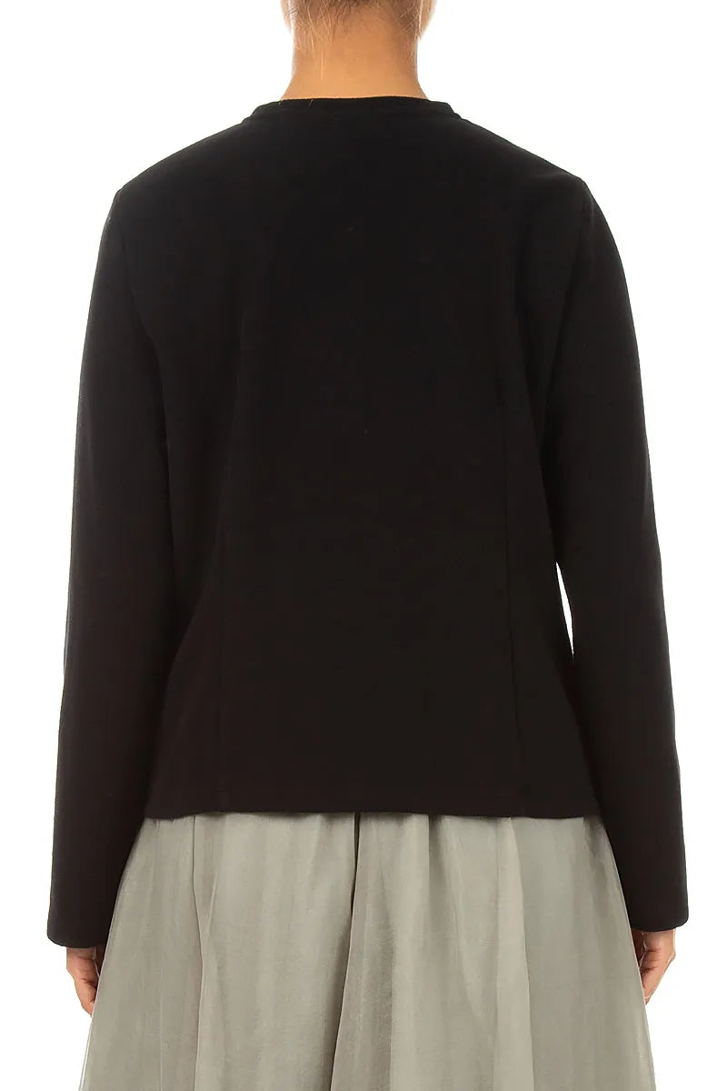 Buttoned Black Cotton Jersey Jacket 2