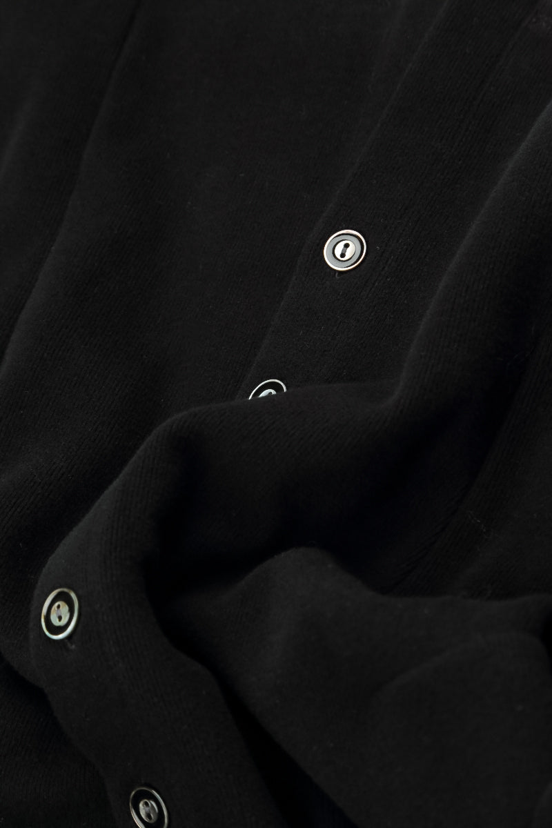 Buttoned Black Cotton Jersey Jacket 5