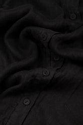 Buttoned Black Linen Dress 5