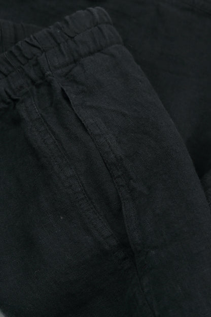 Buttoned Black Linen Trousers 4