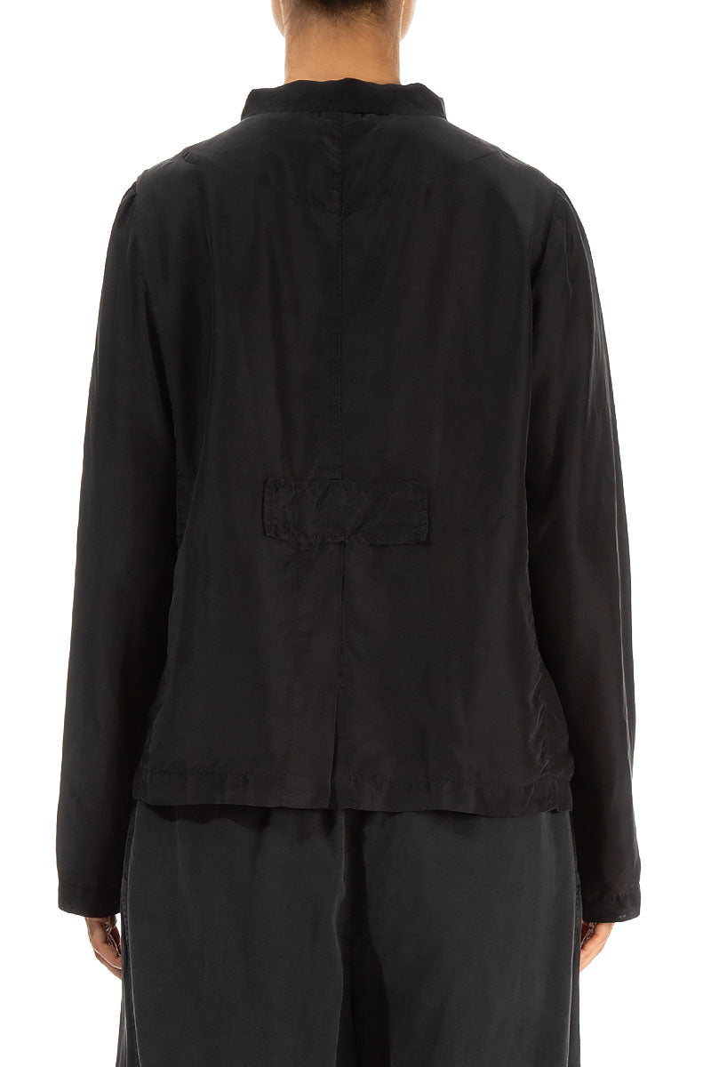 Buttoned Black Silk Bamboo Jacket 2