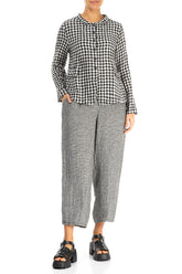 Buttoned Black & White Check Linen Jacket 4