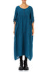 Buttoned Blue Check Linen Dress 1