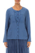 Buttoned Blue Nova Textured Silk Blouse 1