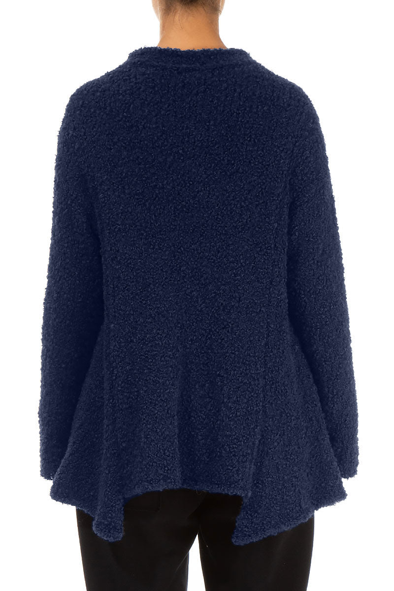 Asymmetric Buttoned Blue Violet Alpaca Wool Cardigan 2