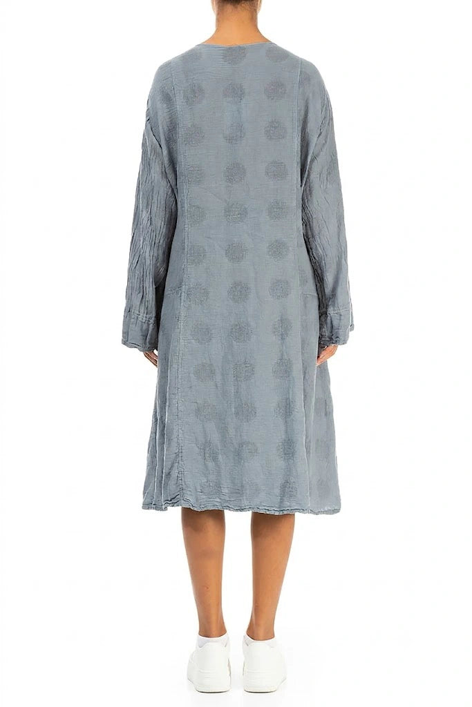 Buttoned Bubble Pattern Sky Grey Linen Jacket 2