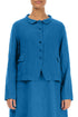 Buttoned Cobalt Blue Linen Jacket 1