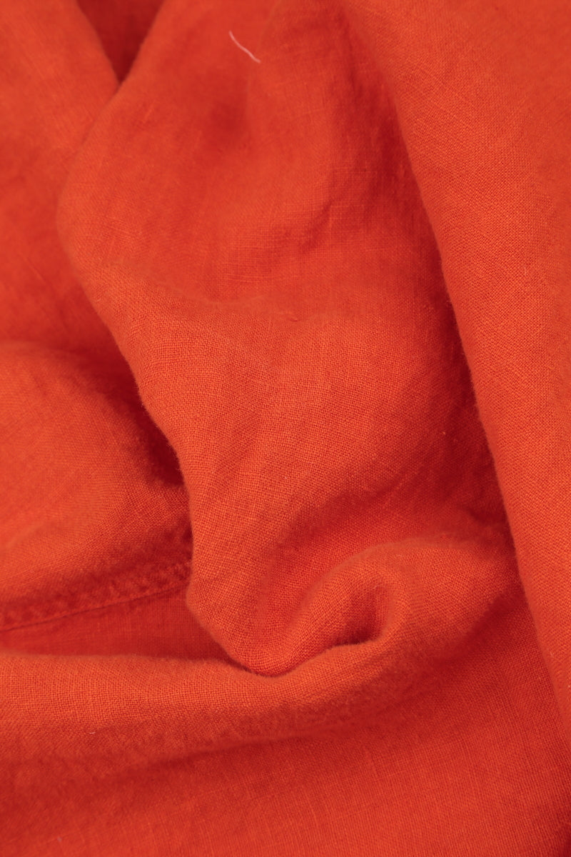 Buttoned Flame Orange Linen Trousers