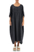Buttoned Graphite Linen Dress 1