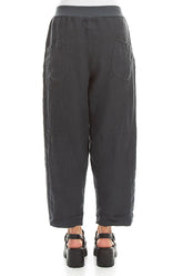 Buttoned Graphite Linen Trousers 2