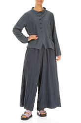 Buttoned Graphite Pure Silk Jacket 4