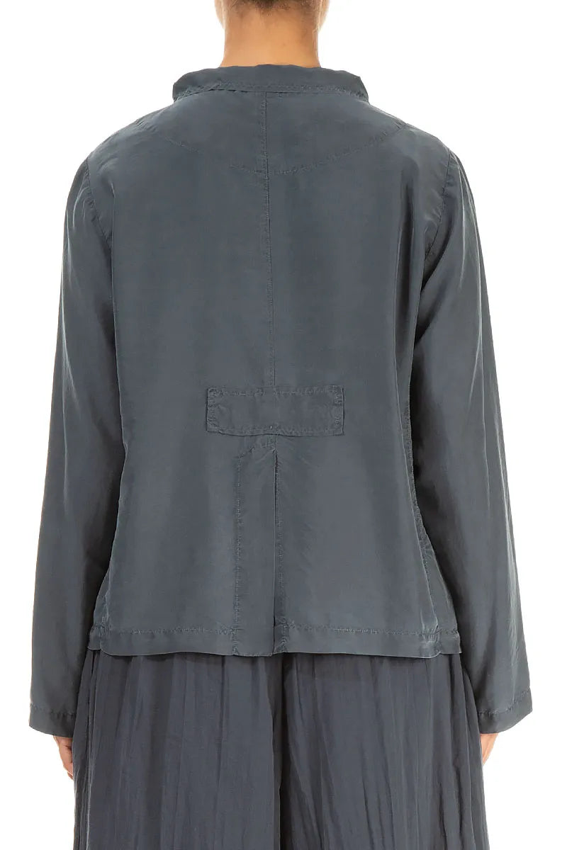 Buttoned Graphite Pure Silk Jacket 2