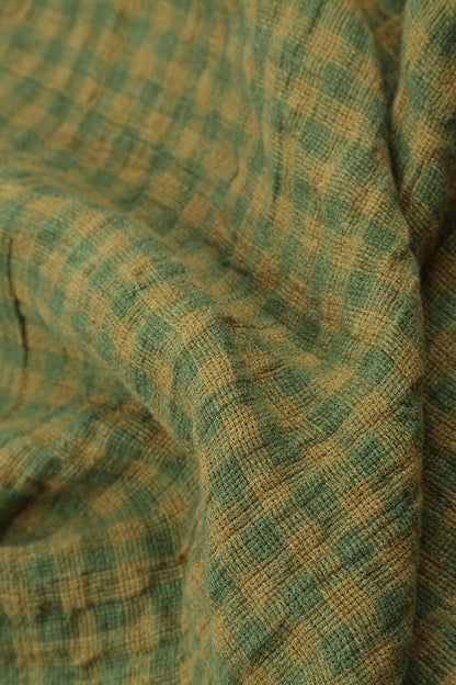 Buttoned Green Check Linen Jacket 5