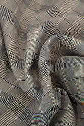 Buttoned Greige Check Linen Dress 5
