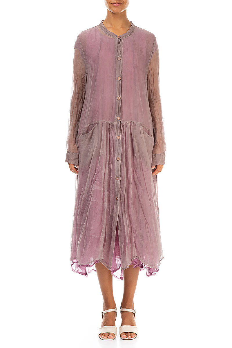 Buttoned Greige Silk Chiffon Jacket 1