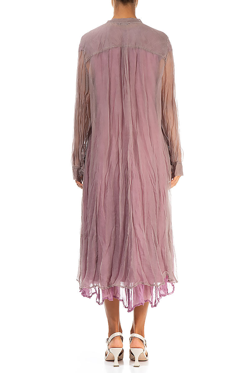 Buttoned Greige Silk Chiffon Jacket 2