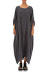 Buttoned Grey Check Linen Dress 1